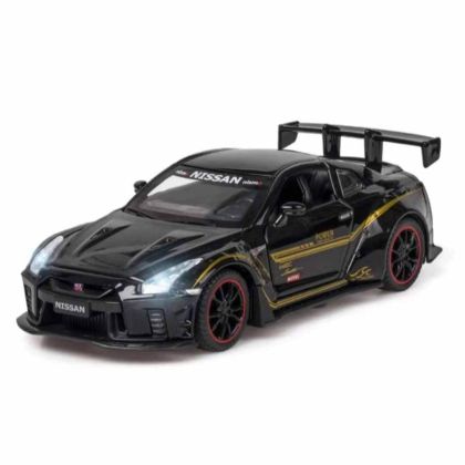 Метална кола Nissan GTR R35, с отварящи се врати, Черна, без опаковка