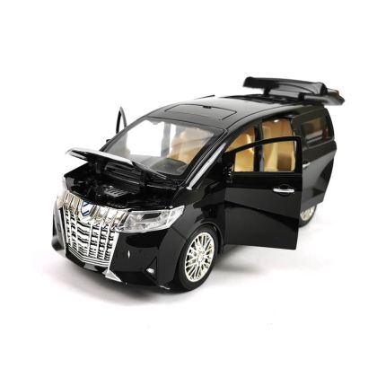 Метален микробус Toyota Alphard, Със звук и светлини, Черен, Без опаковка