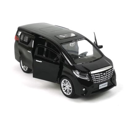 Метален микробус Toyota Alphard, Със звук и светлини, Черен, 1:32, Без опаковка