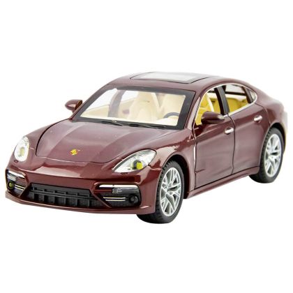 Метална кола Porsche Panamera, Със светлини и звуци, 1:24, Бордо, Без опаковка