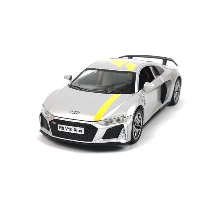 Детски автомобил Audi R8, Метален, С отварящи се врати, 1:32, Сив, Без опаковка