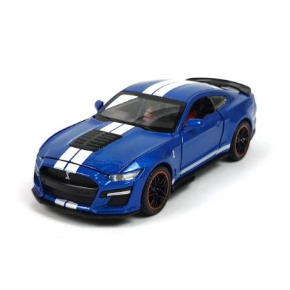 Метална кола Ford Mustang Shelby GT500, с отварящи се врати, Синя, Без опаковка