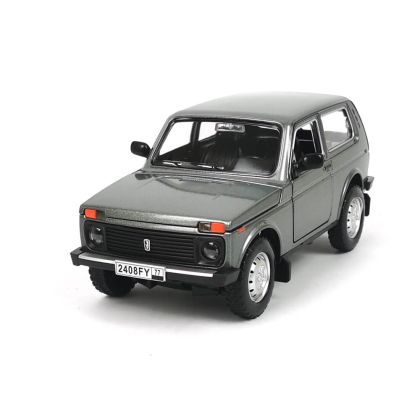 Метална кола Lada Niva, Със светлини и звуци, Сива, 1:24, Без опаковка