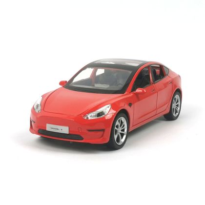 Метална количка Tesla Model 3, Червена, 1:24, Без опаковка