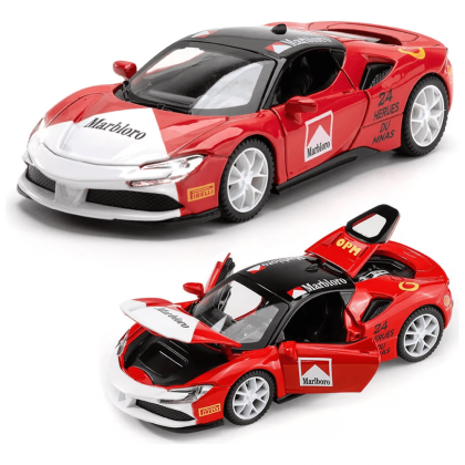 Метална кола Ferrari, С отварящи се врати, 1:32, Червена