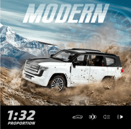 Метален джип Toyota Land Cruiser,1:32, Бяла/Черен