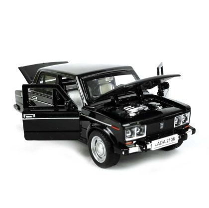 Метална кола Lada, Със светлини и звуци, Черна, Без опаковка