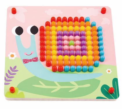 Дървена низанка с шарки - малка TL002