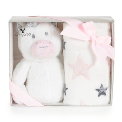 Бебешко одеяло 90/75 cm с играчка Unicorn Stars