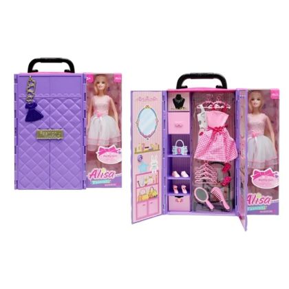 Кукла Alisa с лилав куфар-гардероб, рокли и аксесоари