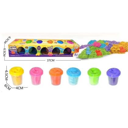 Комплект цветен кинетичен пясък – 6 цвята, 480 г