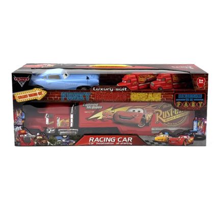 Детски комплект колички Cars – Светкавицата Маккуин с камион и състезателна кола