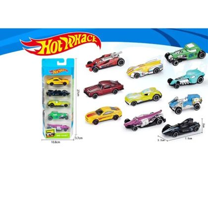 Комплект метални колички, 5 броя, Цветни модели, За деца над 3 години