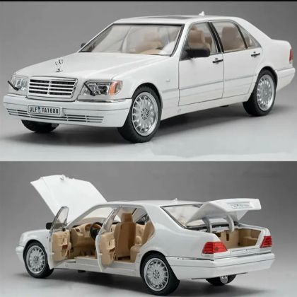 Метална кола Mercedes-Benz S-Class 320 W140 – мащаб 1:24, Бял, Без опаковка
