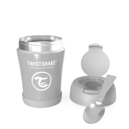 Контейнер за храна от неръждаема стомана Twistshake 6+ месеца сив