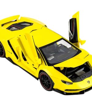 Метална кола Lamborghini Aventador, с отварящи се врати, жълта, без опаковка