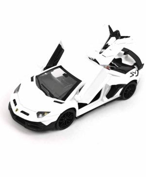 Метална кола Lamborghini, с отварящи се врати, бяла, Без опаковка