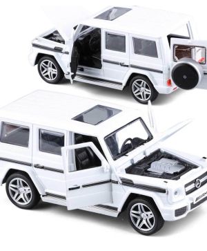 Метален джип Mercedes G-class AMG, със звук и светлини, Бяла, Без опаковка