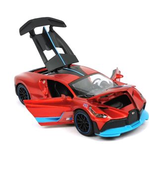 Метална кола Bugatti Divo, С отварящи се врати, Звуци, Червена, Без опаковка