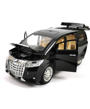 Метален микробус Toyota Alphard, Със звук и светлини, Черен, Без опаковка