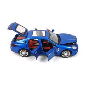 Метална кола Porsche Panamera, Със светлини и звуци, Синьо, 1:18, Без опаковка