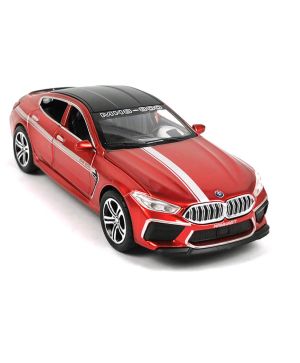 Детски автомобил BMW, Метален, С отварящи се врати, 1:24, Червена, Без опаковка