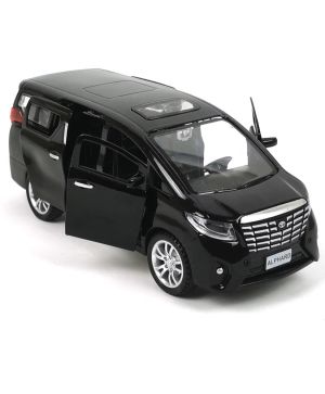 Метален микробус Toyota Alphard, Със звук и светлини, Черен, 1:32, Без опаковка