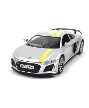 Детски автомобил Audi R8, Метален, С отварящи се врати, 1:32, Сив, Без опаковка