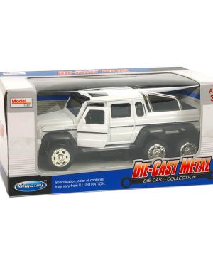 Метален автомобил Mercedes G 63, AMG 6×6, С отварящи се врати, 1:32, Бял