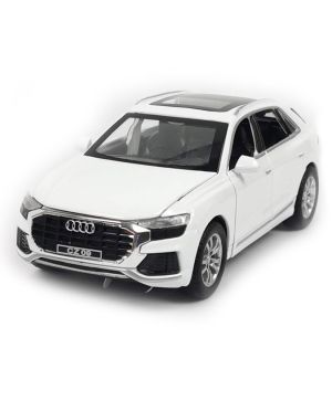 Метален джип Audi Q8, Със светлини и звуци, Бял, Без опаковка, 20х9x7см