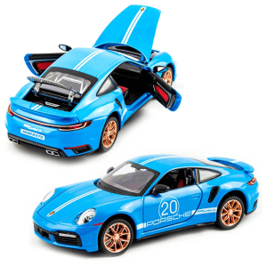 Метална количка Porsche 911 GT3, С отварящи се врати, Синя, 1:32, Без опаковка