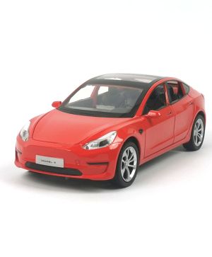 Метална количка Tesla Model 3, Червена, 1:24, Без опаковка