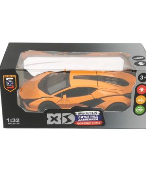 Метална кола Lamborghini, С отварящи се врати, Оранжева, 1:32