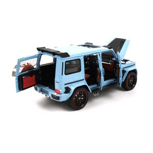 Метален джип, Mercedes G-class Brabus, С пушек, Светлини, 1:18, Син, Без опаковка