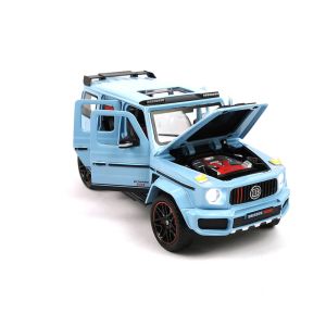 Метален джип, Mercedes G-class Brabus, С пушек, Светлини, 1:18, Син, Без опаковка