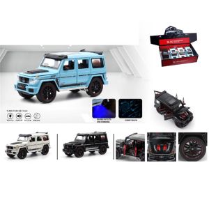 Метален джип, Mercedes G-class Brabus, С пушек, Светлини, 1:18, Син, Без опаковка