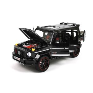 Метален джип, Mercedes G-class Brabus, С пушек, Светлини, 1:18, Черна, Без опаковка