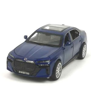 Метална кола BMW 760, С отварящи се врати, 1:32, Синя, Без опаковка