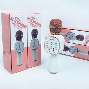 Безжичен микрофон, С високоговорител, Micro SD карта, USB, FM радио, запис, Розов