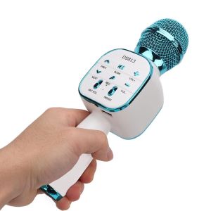 Безжичен микрофон, С високоговорител, Micro SD карта, USB, FM радио, запис, Син