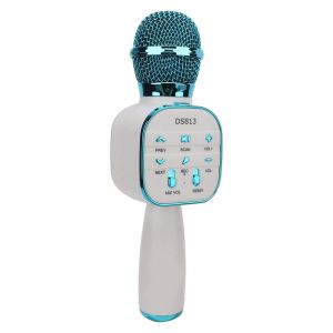 Безжичен микрофон, С високоговорител, Micro SD карта, USB, FM радио, запис, Син