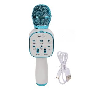 Безжичен микрофон, С високоговорител, Micro SD карта, USB, FM радио, запис, Син