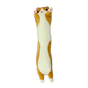 Плюшена играчка Коте, Възглавница, За гушкане, 50см, Кафяв