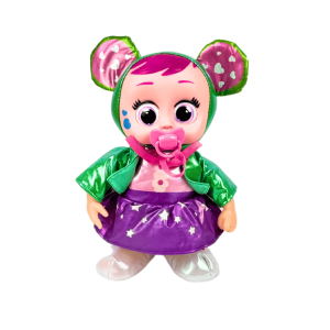 Ходеща кукла Cry Babies, С лилава пола и зелено яке, Интерактивна играчка