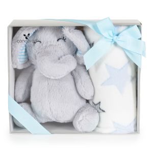 Бебешко одеяло 90/75 cm с играчка Elephant blue