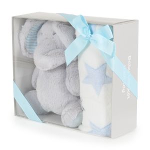 Бебешко одеяло 90/75 cm с играчка Elephant blue