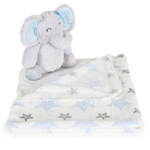 Бебешко одеяло 90/75 cm с играчка Elephant blue