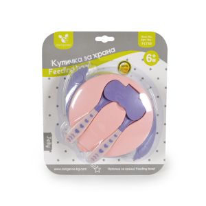 Купа с лъжица и вилица Jelly розов F1730
