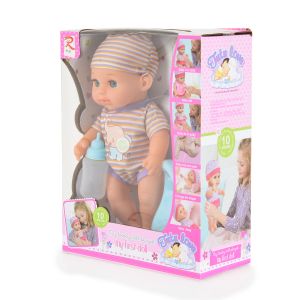 Кукла 31cm пишкаща с гърне синьо 8126
