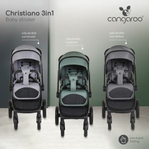 Комбинирана детска количка Christiano 3в1 зелен